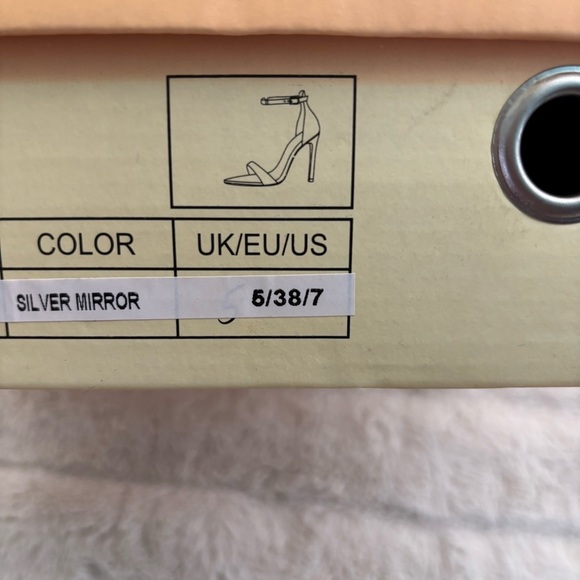 Public Desire Silver Stiletto High Heels with Ankle Strap Size 7 - Picture 12 of 13